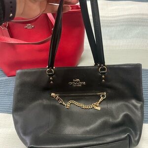 Coach Black Leather Tote Bag